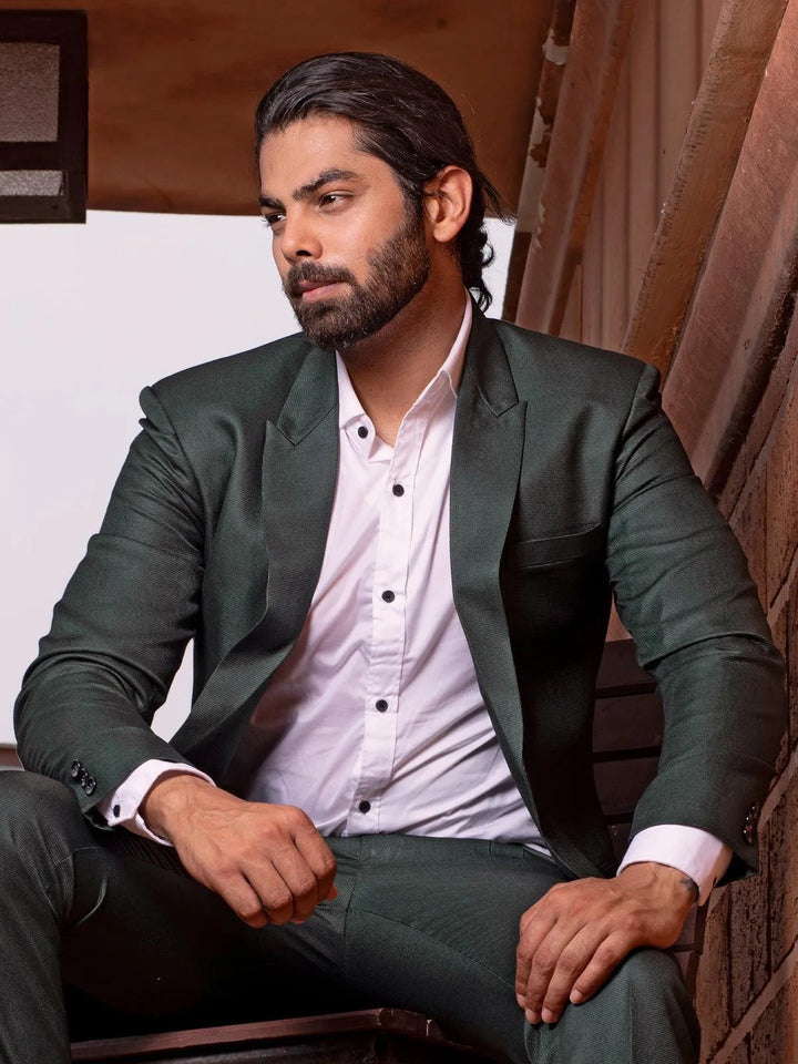 Wonderful Dark Green Color Men's Single Breasted Blazer - VJV Now