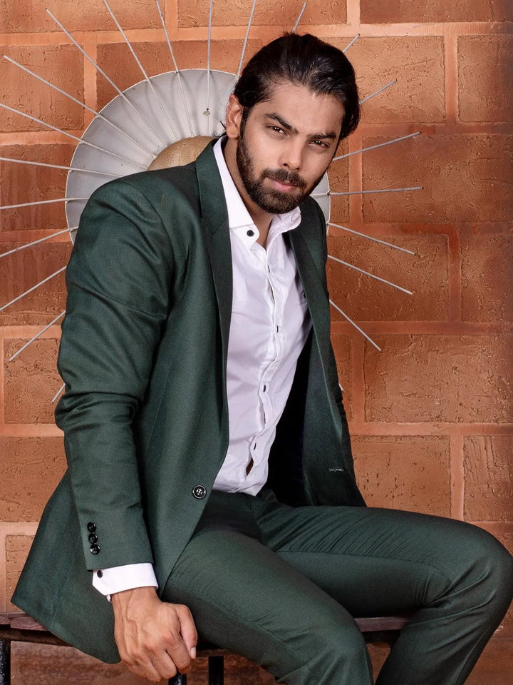 Wonderful Dark Green Color Men's Single Breasted Blazer - VJV Now