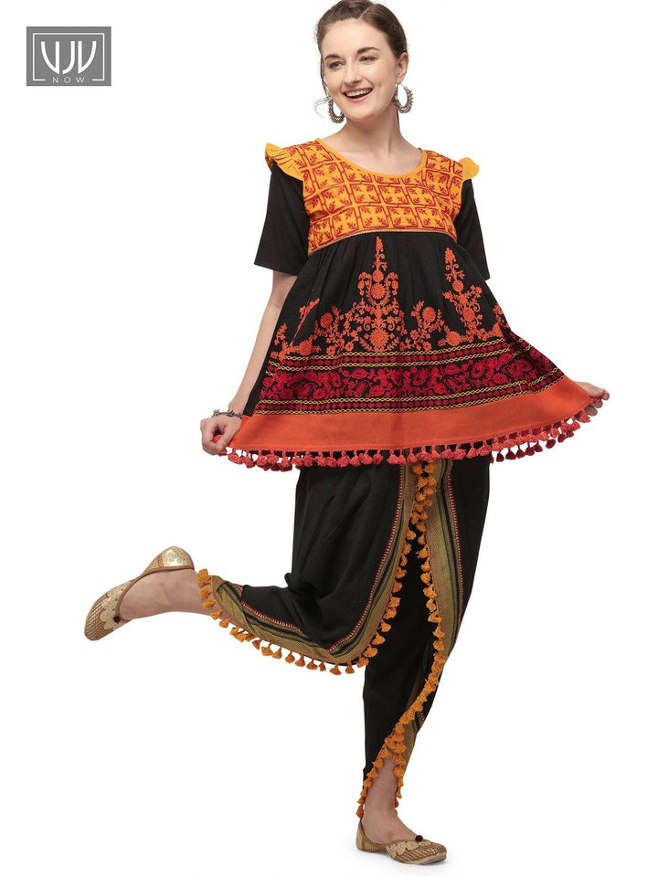 Wondrous Black Color Khadi Cotton Festive Wear Kedia Set - VJV Now