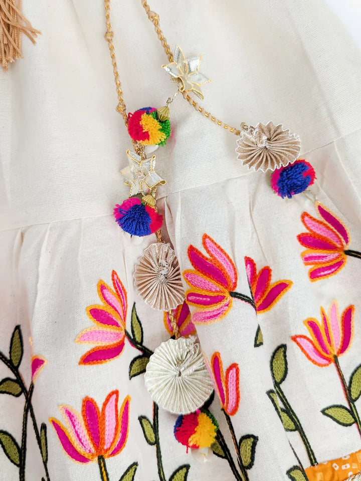 Lotus Pink Chaniya Choli Set for Girls – Embroidered Blouse & Bandhani Lehenga | Navratri, Diwali & Wedding Wear