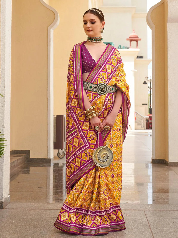 Yellow Color Designer Patola Silk Saree - VJV Now