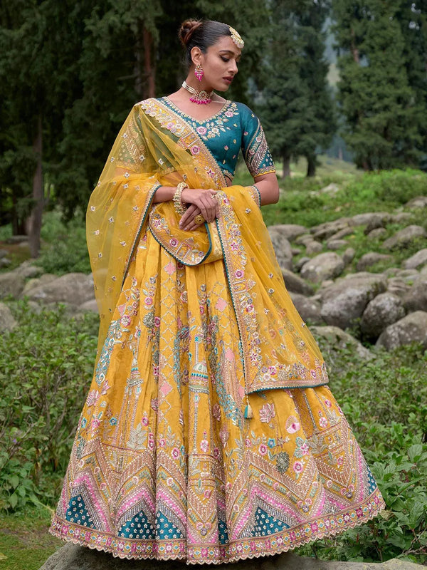 Yellow Embroidered Work Traditional Designer Wear Lehenga Choli - VJV Now