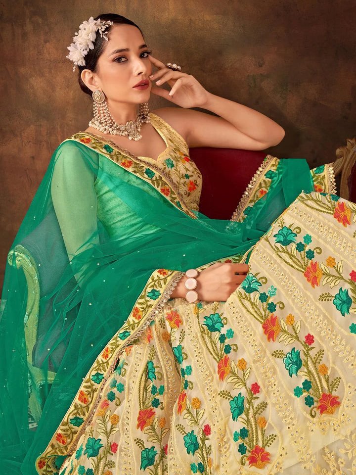 Yellow Sequence Embroidered Lehenga Choli Festive Wear - VJV Now