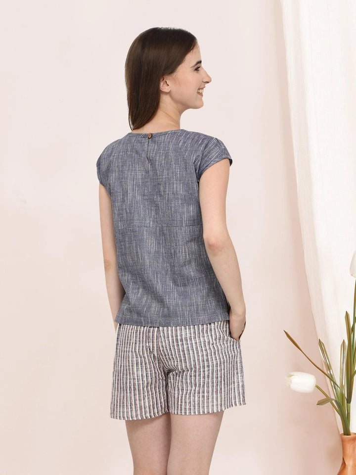 All Season Stunning Blue Stripe Cotton Set - VJV Now