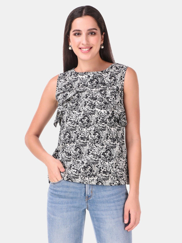 Black abstract printed summer top - VJV Now