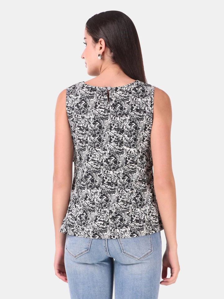 Black abstract printed summer top - VJV Now