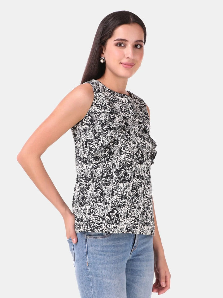 Black abstract printed summer top - VJV Now