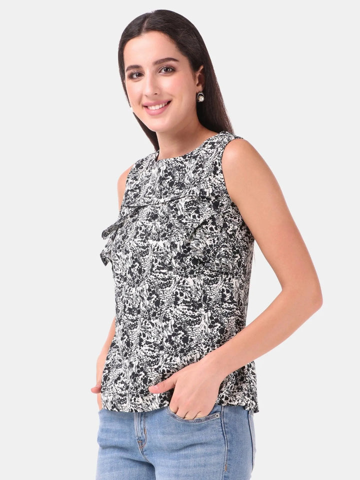 Black abstract printed summer top - VJV Now