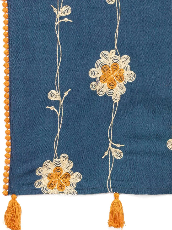 Captivating Turqoise Khadi Embroidered Stole - VJV Now