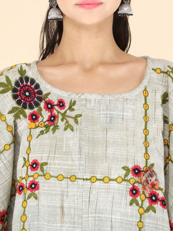 Chex Frill Embroidered Circular Poncho - VJV Now
