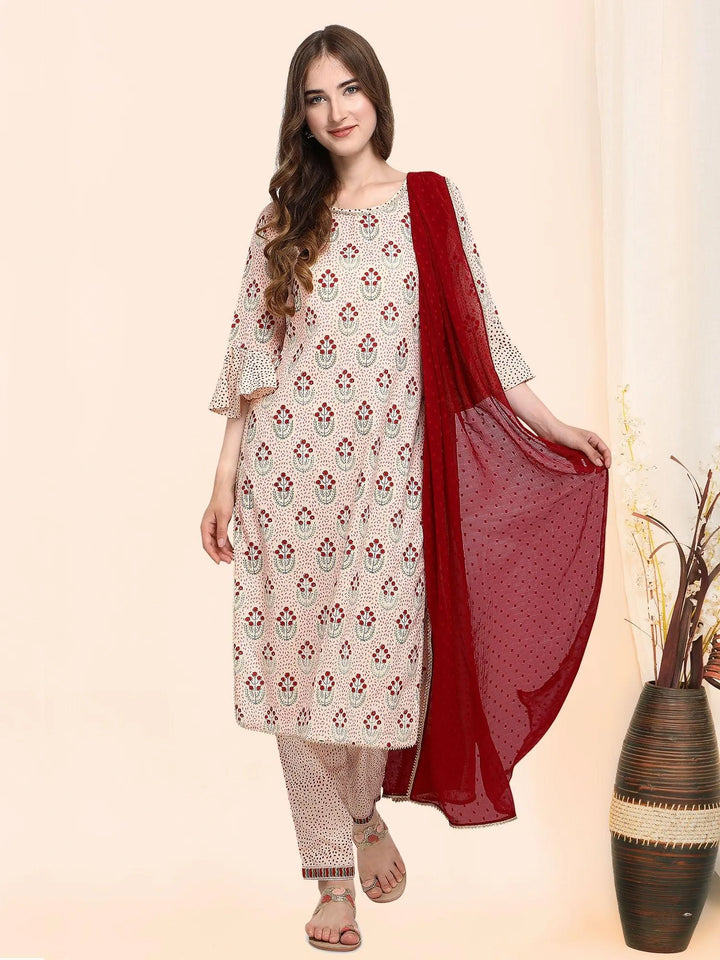 Classic Beige Handblock Cotton Printed Kurta set - VJV Now