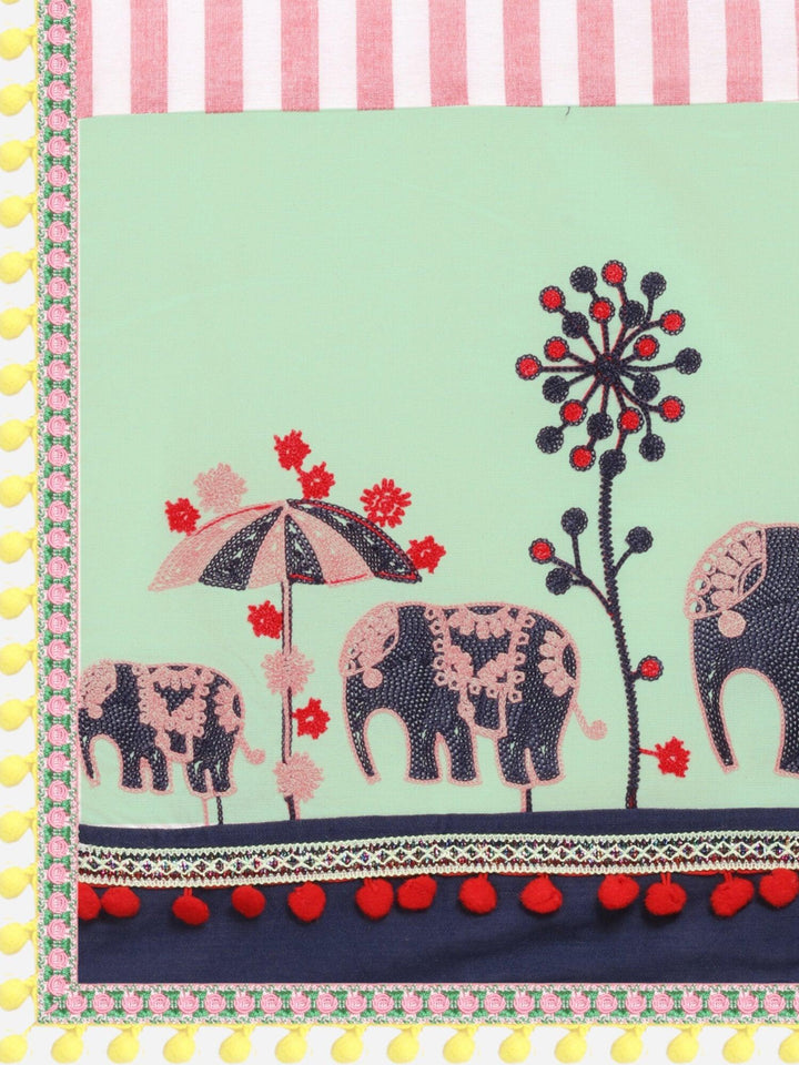 Cute Elephant Embroidered Panel Festive Dupatta - VJV Now