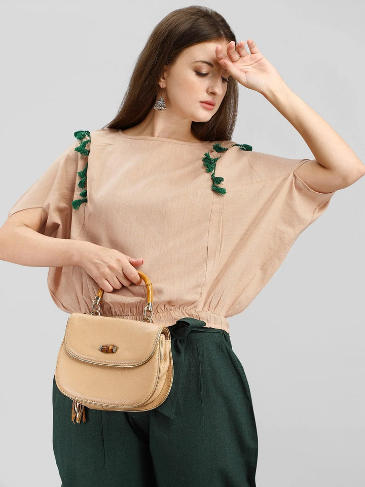 Green Casual Waist Tieup Pants & Bat Wing Top - VJV Now