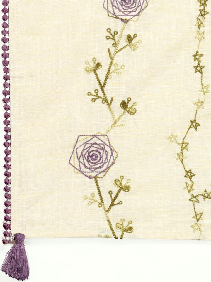 Lemon Spring Floral Khadi Embroidered Stole / Scarf - VJV Now
