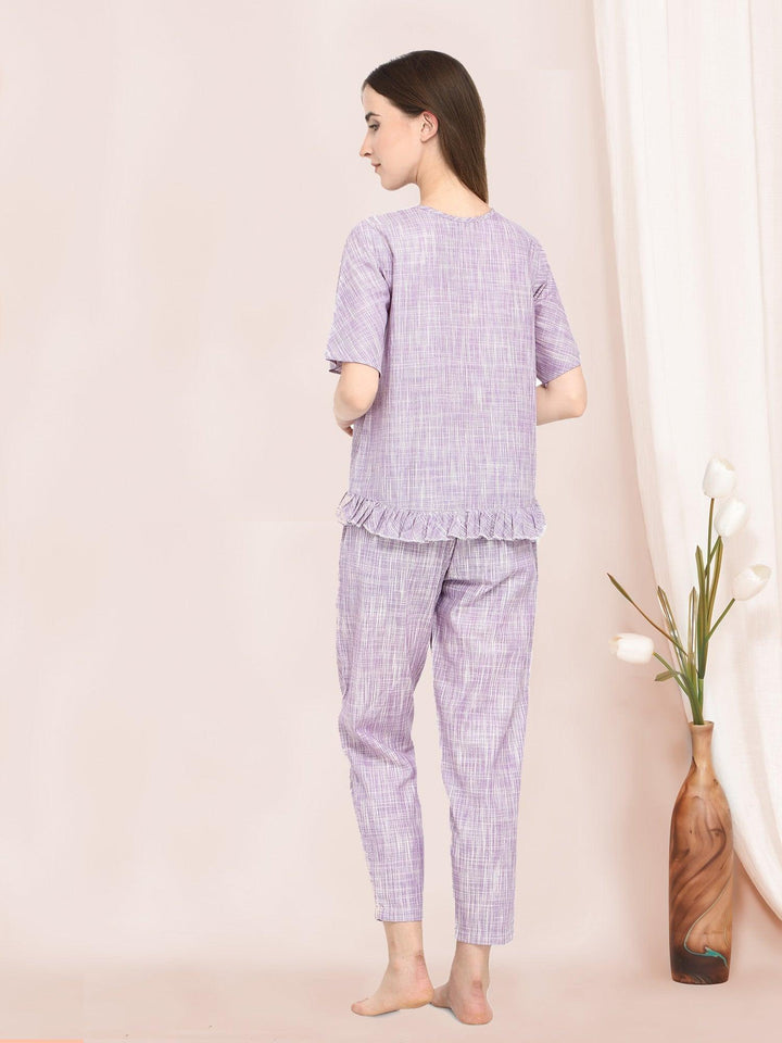 Lily Lavender Pleated Cotton Nightwear - VJV Now
