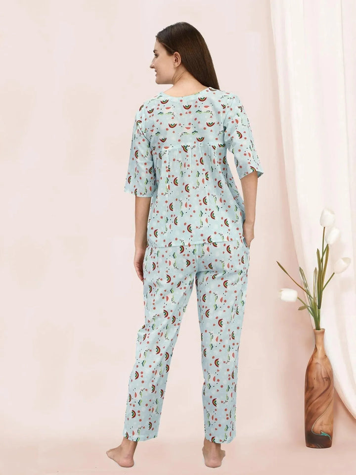 Morning Rainbow Print Quirky Night Suit - VJV Now