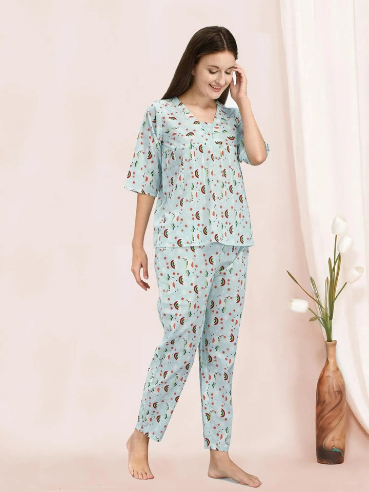 Morning Rainbow Print Quirky Night Suit - VJV Now