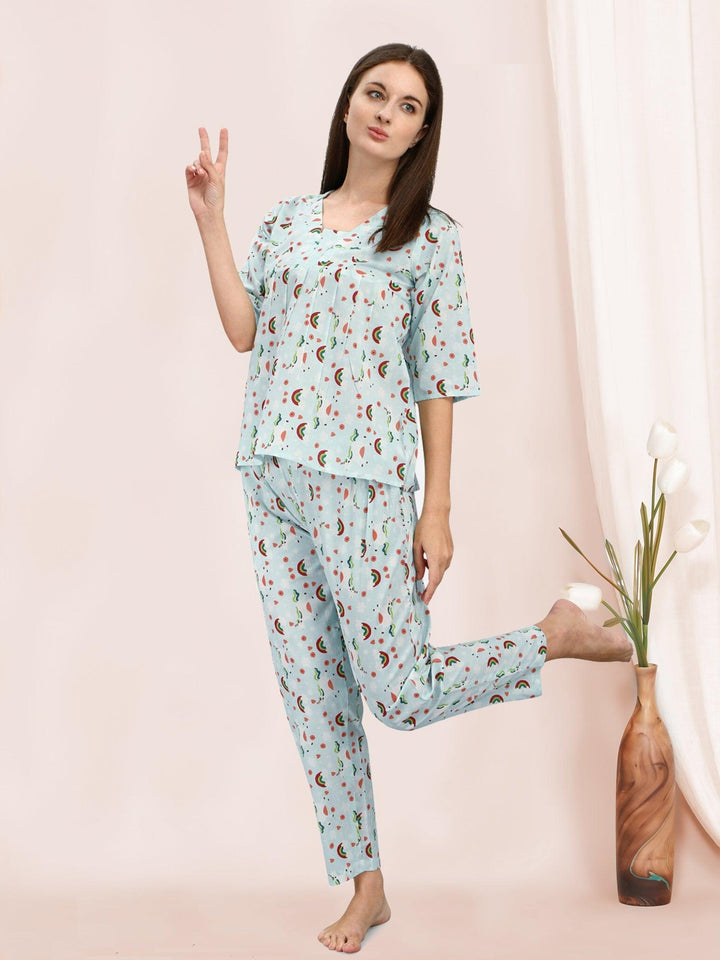Morning Rainbow Print Quirky Night Suit - VJV Now