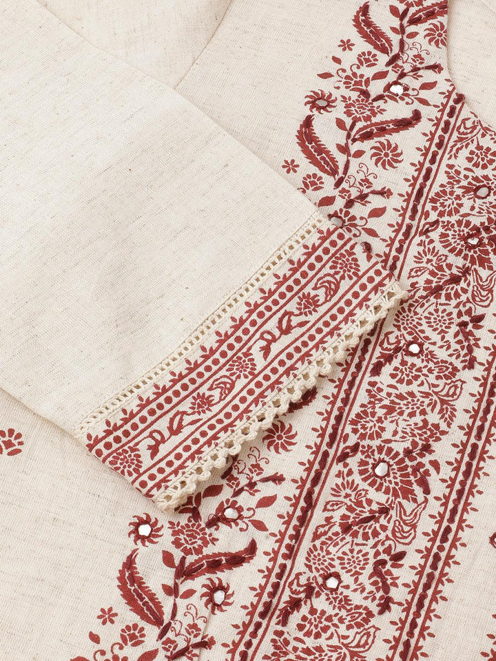off-white floral printed cotton kurti - VJV Now