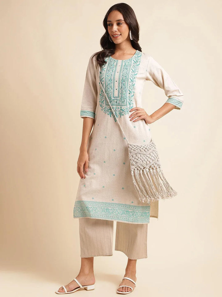 off-white printed simple straight cut kurti - VJV Now