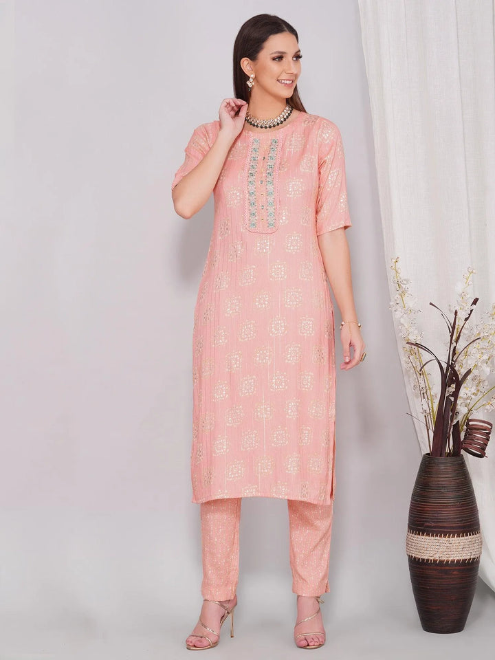 Pink Capsule Print Silk Dupatta Kurta Set - VJV Now