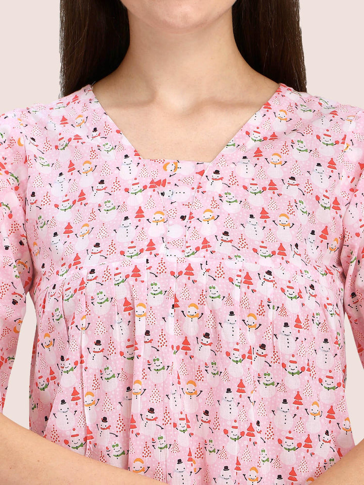 Pink Flamingo Quirky Cotton Nightsuit - VJV Now