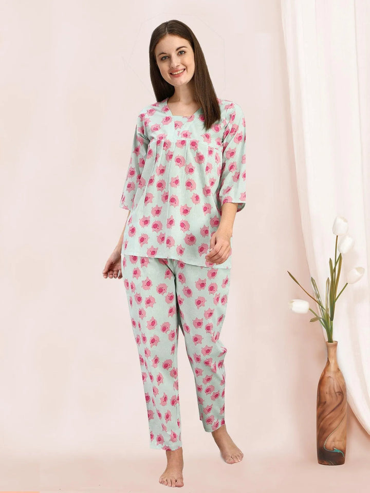 Pink Pigy Quirky Printed Cotton Pajama Set - VJV Now