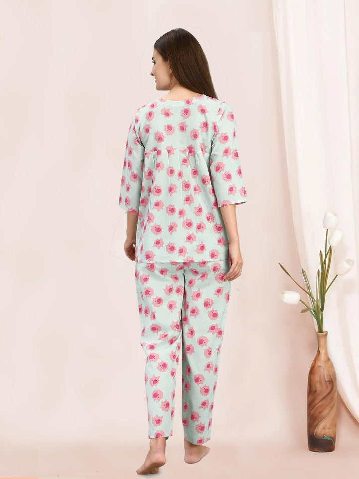 Pink Pigy Quirky Printed Cotton Pajama Set - VJV Now