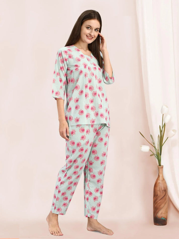 Pink Pigy Quirky Printed Cotton Pajama Set - VJV Now