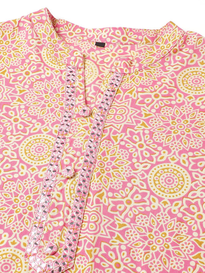 Pink Traditional Bandhani Printed Kurti - VJV Now