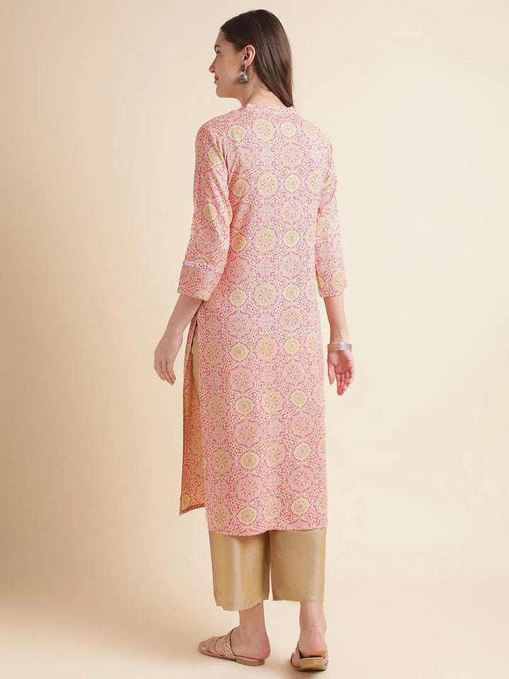 Pink Traditional Bandhani Printed Kurti - VJV Now