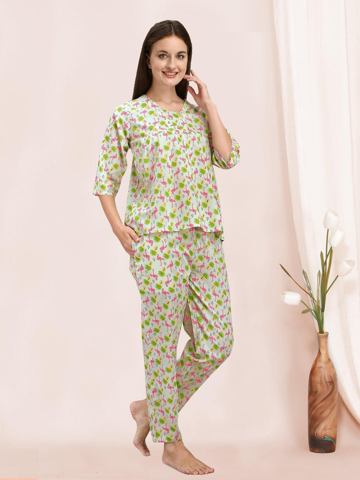 Quirky Swan Printed Summer Lounge Suit - VJV Now