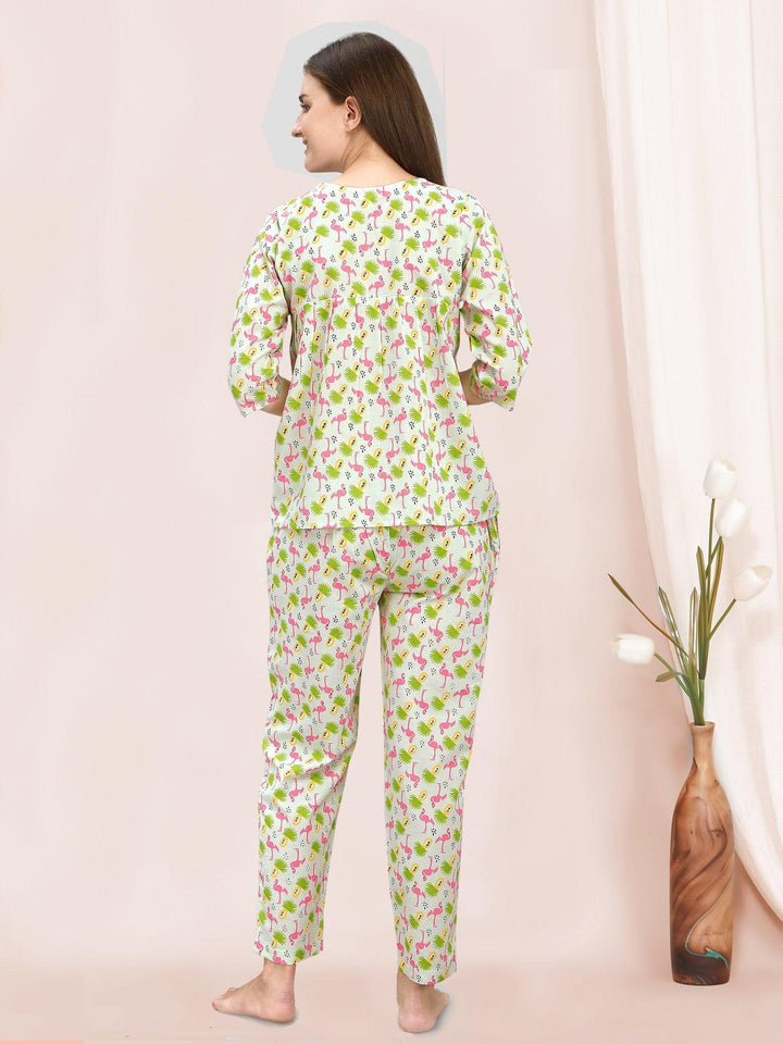 Quirky Swan Printed Summer Lounge Suit - VJV Now