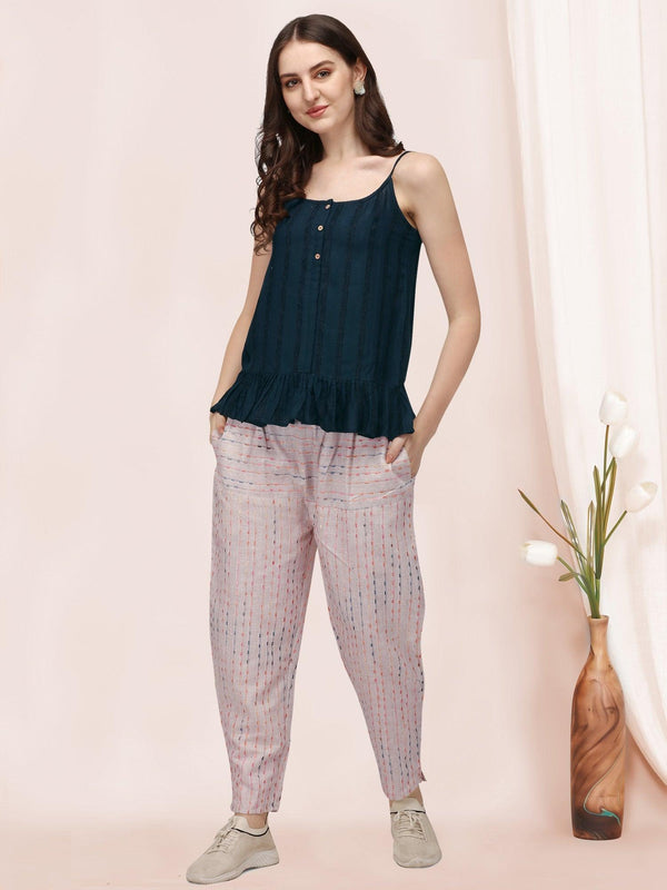 Rama Spaghetti Top With Comfortable Pant A Perfect Casual Wear Co-ordinated set - VJV Now