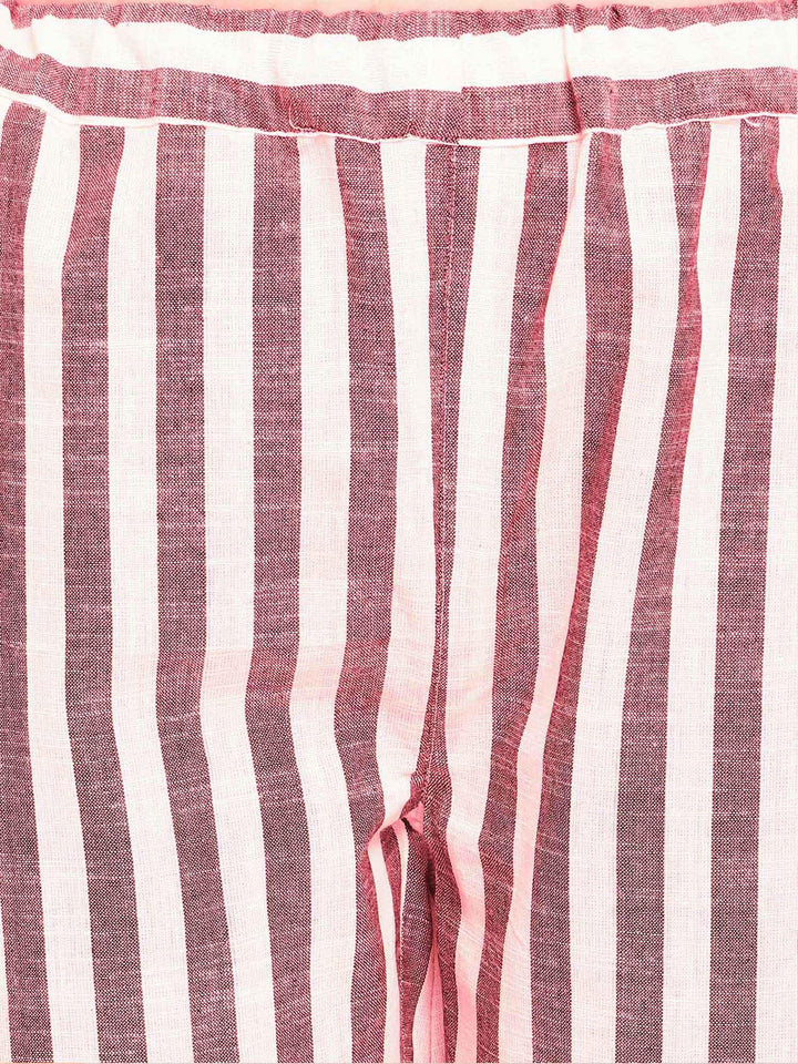 Red Stripe Pure Linen Summer Pajama Set - VJV Now