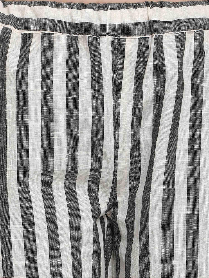 Stripe Grey Pure Cotton Pajama Lounge Wear - VJV Now