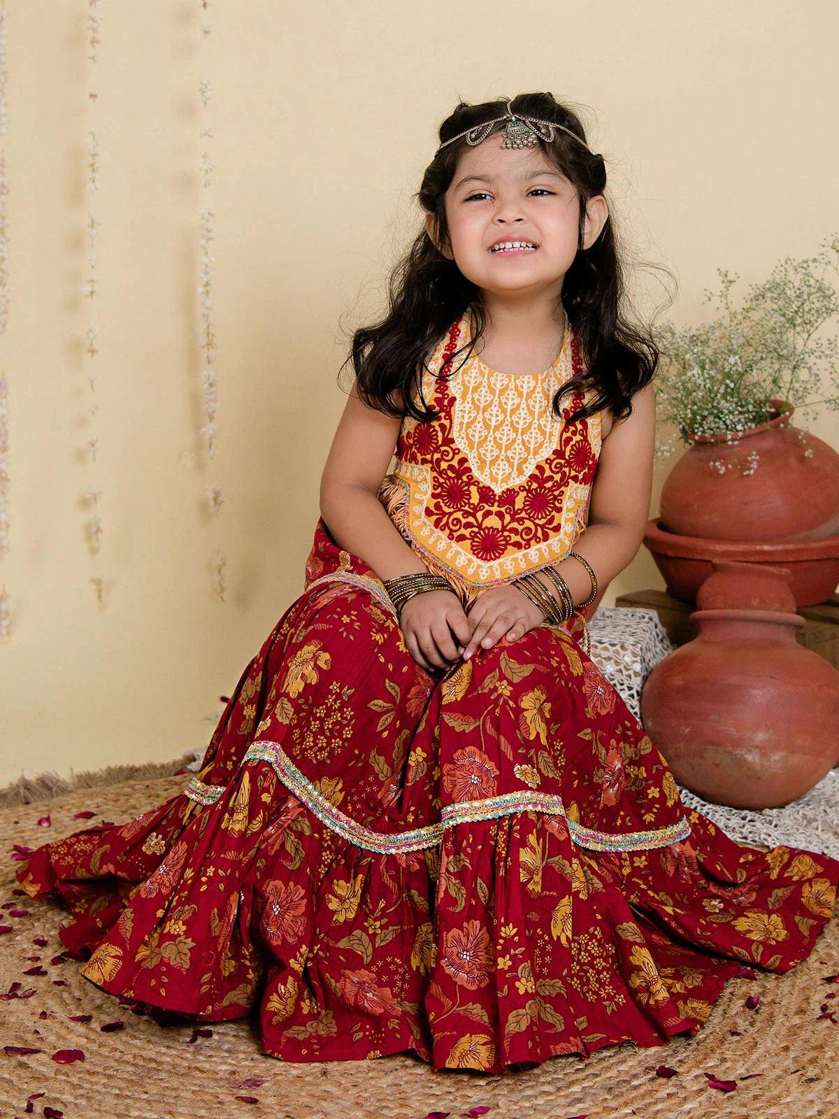 Buy Leela Fashion Kids Baby Girl's Readymade Lehenga Choli Ethnic Wear For  Baby Girl lehenga 3 (Dupata Lenght-1.5m Waist-Size 26 Color Red Size 6-7  Years) at Amazon.in