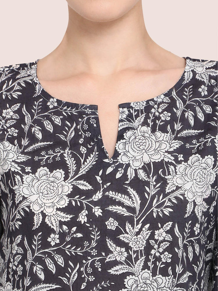 White Rose Black Beauty Printed Pajama Set - VJV Now
