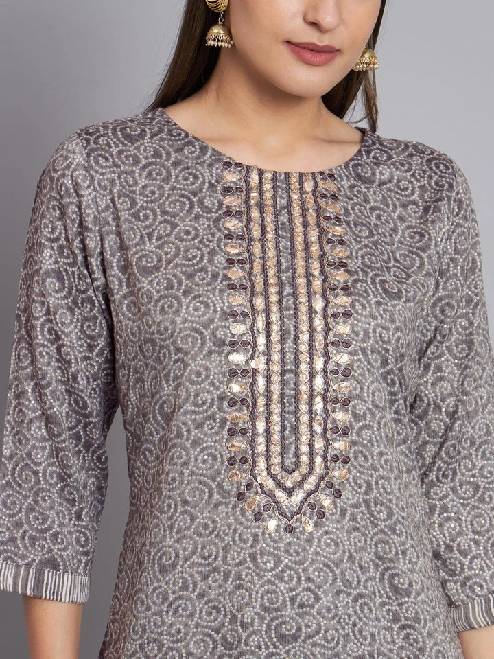 Womens grey embroidery kurta with trouser - VJV Now