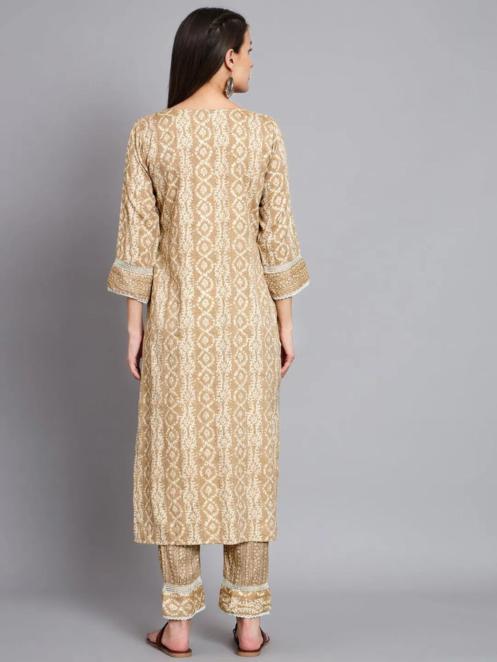 Womens printed yellow kurta with trouser - VJV Now