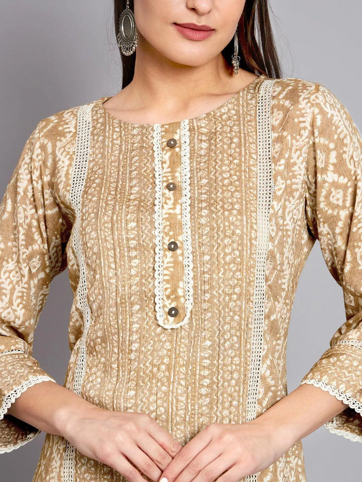 Womens printed yellow kurta with trouser - VJV Now