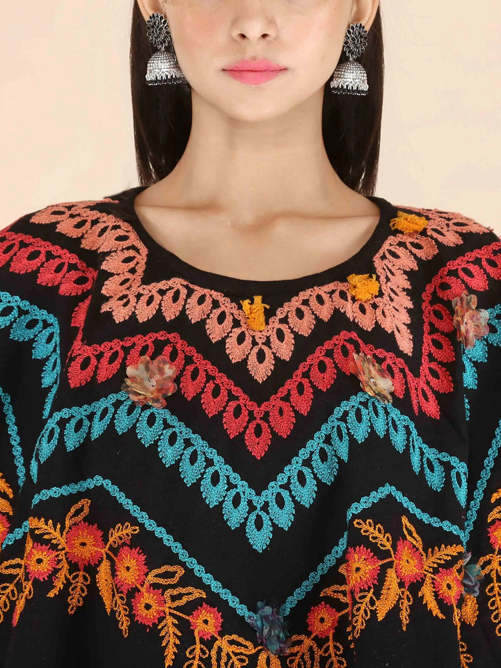 Zig-Zag Charcoal Beauty Winter Poncho - VJV Now